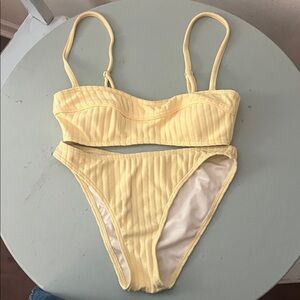 Peony Yellow Ribbed Bikini Set